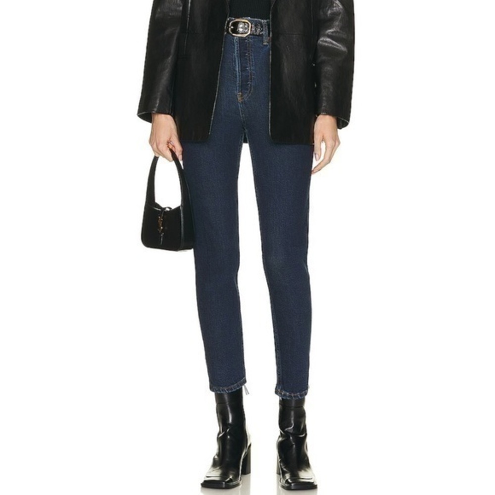 RE/DONE Originals High Rise Ankle Crop Comfort Stretch Jeans Womens 32 NWT Blue